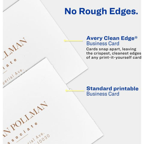 Avery Clean Edge Business Cards, Laser, 2 x 3.5, White, 1,000 Cards, 10 Cards/Sheet, 100 Sheets/Box