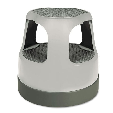 Cramer Scooter Stool, Round, 2-Step, Step and Lock Wheels, 300 lb Capacity, 15" Working Height, Gray