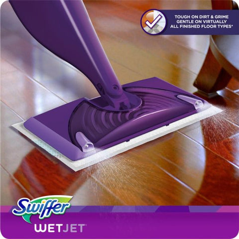 Swiffer WetJet Mop, 11 x 5 White Cloth Head, 46" Purple/Silver Aluminum/Plastic Handle, 2/Carton