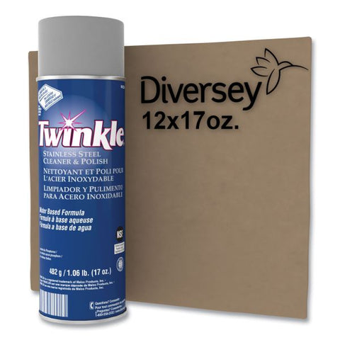 Twinkle Stainless Steel Cleaner and Polish, 17 oz Aerosol Spray, 12/Carton