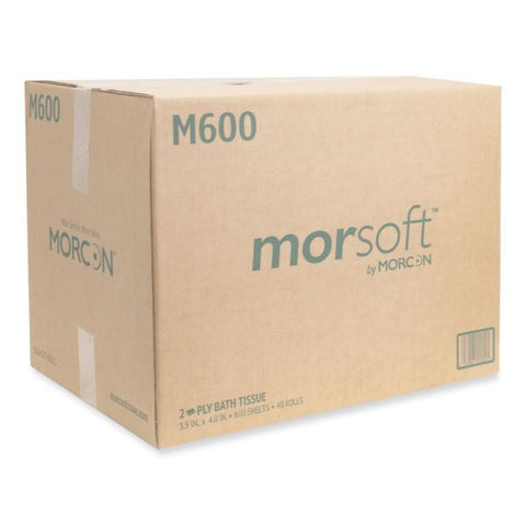 Morcon Paper Morsoft Millennium Toilet Paper, 2-Ply, White, 4 1/2 x 3 7/8 Sheet, 600 Sheets/Roll, 48 Rolls/Carton