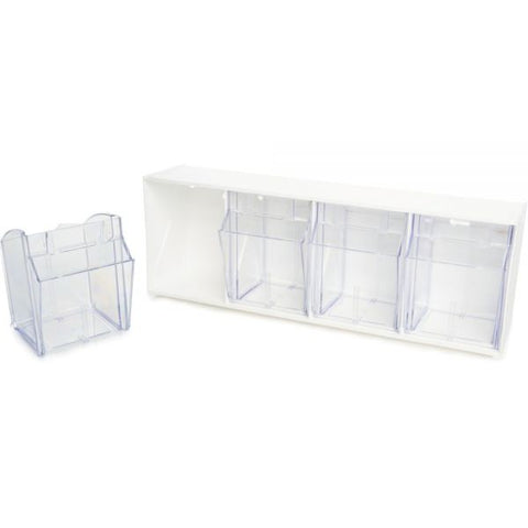 Deflecto Tilt Bin Interlocking Multi-Bin Storage Organizer 23.63" x 6.63" x 8.13" - 4 Compartments - White