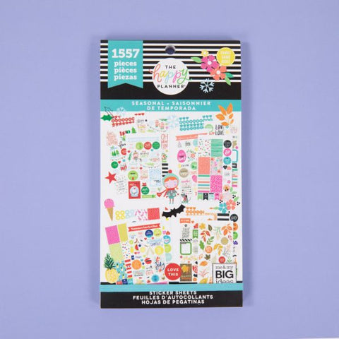 Happy Planner Classic Stickers, 9"H x 4-3/4"W x 1/4"D, Seasonal, Value Pack Of 1,557 Stickers