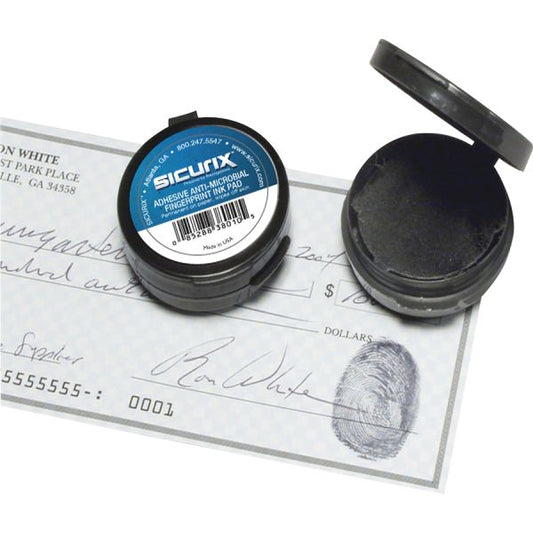 SICURIX Adhesive Fingerprint Ink Pads 1.5" Diameter - 0.5" Height - Black Ink - 12/ Carton