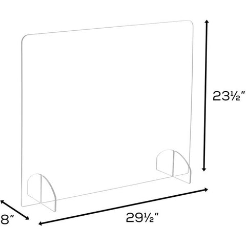 Safco Portable Freestanding Acrylic Sneeze Guard 29.5" Width x 8" Depth x 23.5" Height - 1 Each - Clear, Transparent - Acrylic