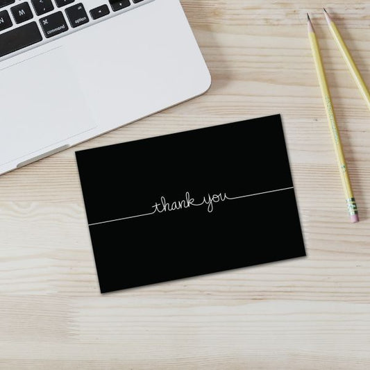 Great Papers! Grace Thank You Note Card and Envelope, 4.875" x 3.375" (folded), Black with White Script, 50 count