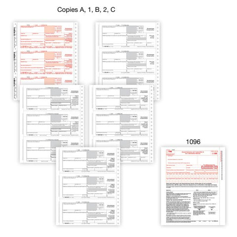 1099-NEC Continuous Tax Forms, 5-Part, 3-Up, 9" x 11", Pack Of 25 Form Sets