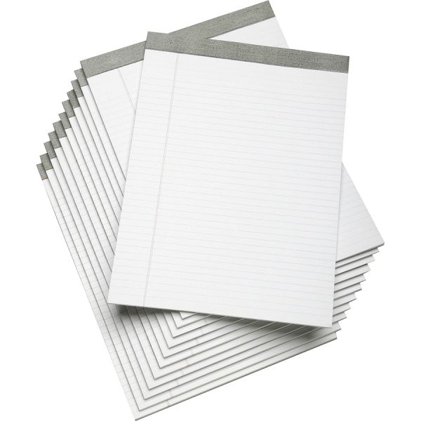 SKILCRAFT Letter-Size Legal Pads 8.50" x 11" - Wide Ruled - Perforated - 50 Sheets/ Pad - 12 Pads - White