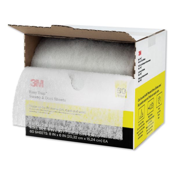 3M Easy Trap Duster, 8" x 30 ft, White, 60 Sheet Roll