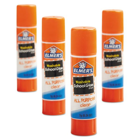 Elmer's Washable School Glue Sticks, 0.77 oz, Applies White snd Dries Clear, 30/Box