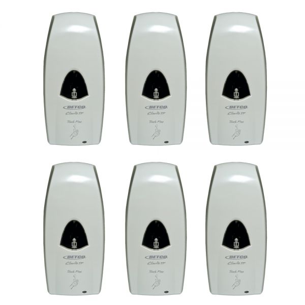 Betco Clario Touch-Free Foaming Soap Dispensers, White, Case Of 6