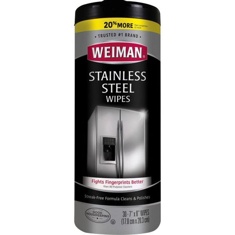 WEIMAN Stainless Steel Wipes, 7 x 8, 30/Canister, 4 Canisters/Carton