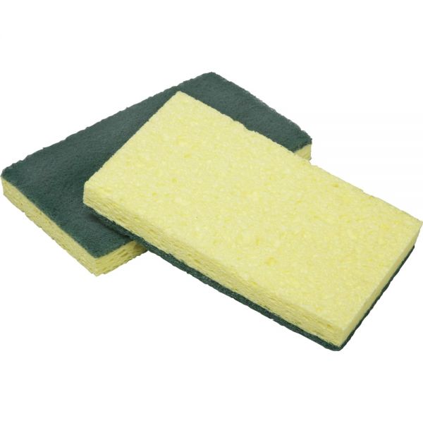 SKILCRAFT Cellulose Scrubber Sponges, 4-1/2" x 2-3/4", Yellow, Pack Of 3 Sponges