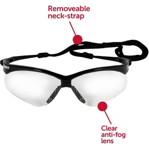 KleenGuard Nemesis Safety Glasses, Black Frame, Clear Anti-Fog Lens