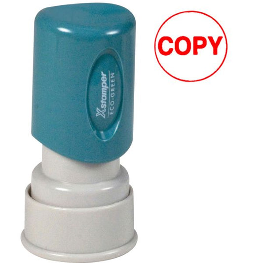 Xstamper Pre-Inked COPY Stamp Message Stamp - "COPY" - 0.63" Impression Diameter - Red - Recycled - 1Each