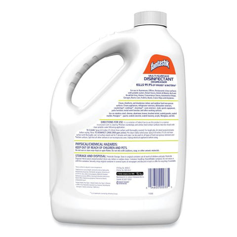 Fantastik Multi-Surface Disinfectant Degreaser, Pleasant Scent, 1 Gallon Bottle, 4/Carton Spray - 128 fl oz (4 quart) - Fresh Scent - 4/ Carton - White