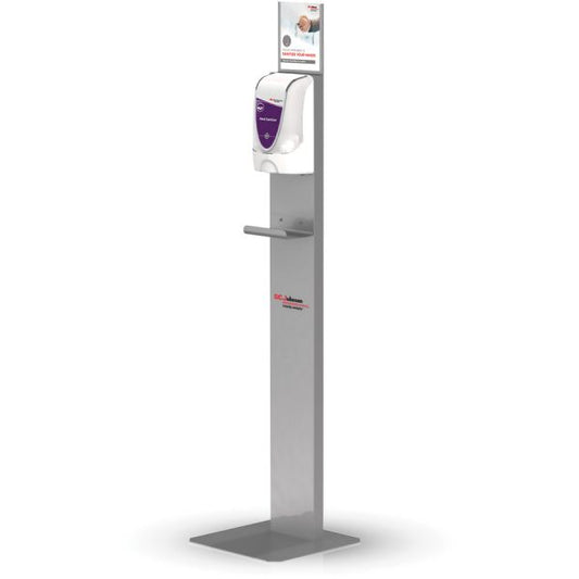 SC Johnson Hand Hygiene Touch-free Dispenser Stand Automatic - Touch-free, Sturdy, Durable, Wear Resistant, Tear Resistant - Silver - 1Each