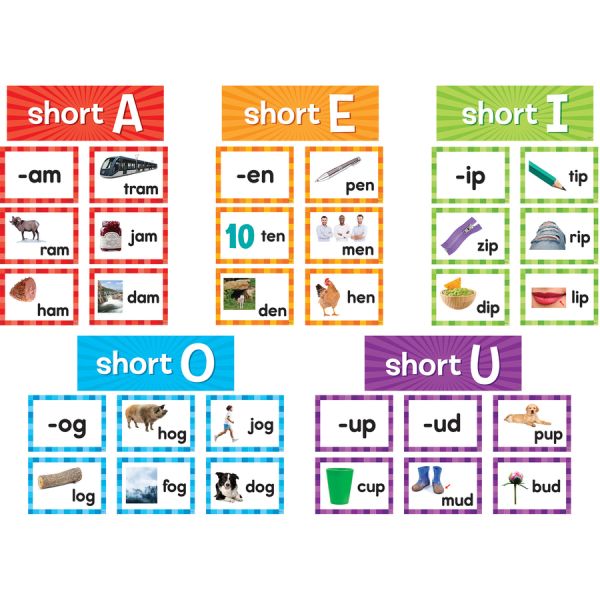 Teacher Created Resources Short Vowels Pocket Chart Cards Skill Learning: Short Vowels - 205 Pieces - 1 Pack