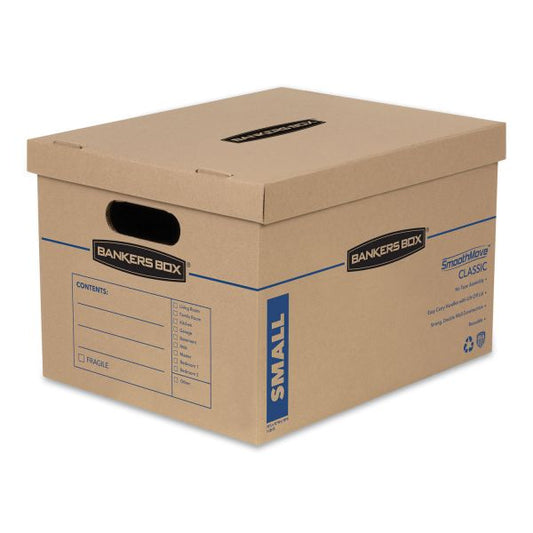 Bankers Box SmoothMove Classic Moving/Storage Boxes, Half Slotted Container (HSC), Small, 12" x 15" x 10", Brown/Blue, 15/Carton