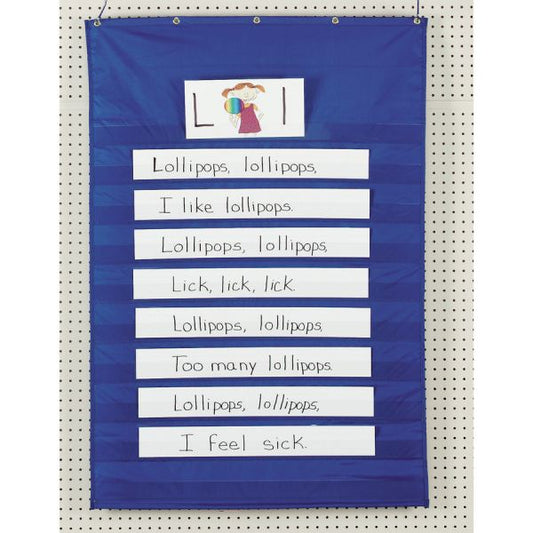 Pacon Standard Pocket Chart 34" x 50" - 10 Pockets - Nylon - Blue