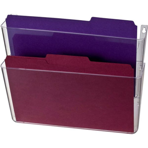 OIC Space Saving Wall File Pockets 13" x 4.1" x 10.6" - Letter Size - 2 Pockets - Plastic - Clear