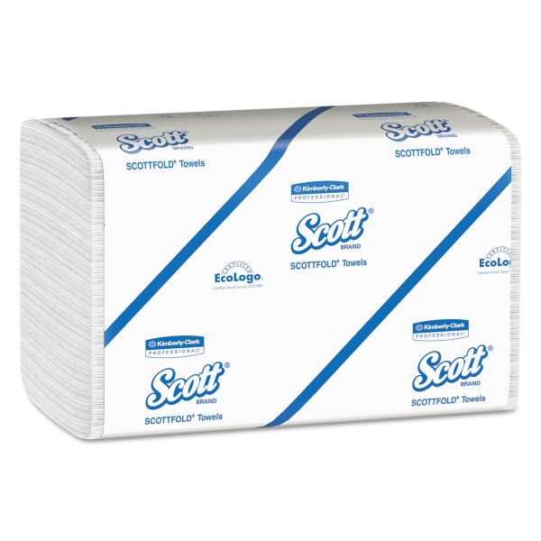 Scott SCOTTFOLD Paper Towels, 7 4/5 x 12 2/5, 1-Ply, White, 175 Sheets/Pack, 25 Packs/Carton