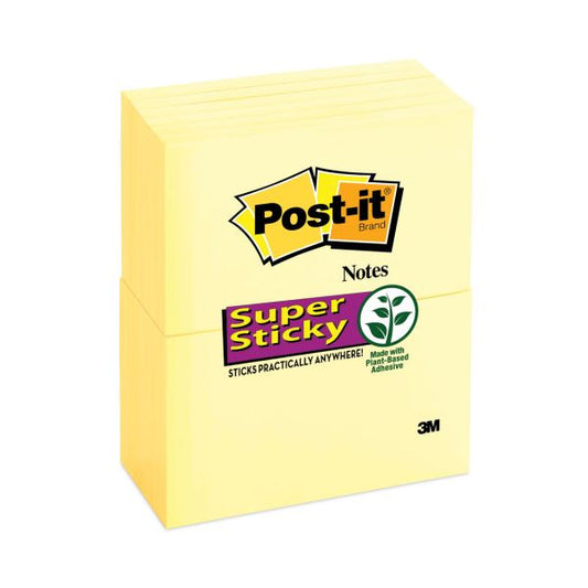 Post-it Notes Super Sticky Pads in Canary Yellow, 3" x 5", 90 Sheets/Pad, 12 Pads/Pack