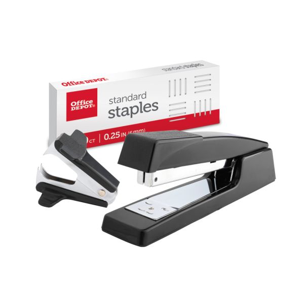 Premium Full-Strip Stapler Combo With Staples And Remover, Black