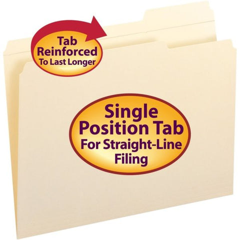 Smead Reinforced Tab Manila File Folders, 1/3-Cut Tabs: Right Position, Letter Size, 0.75" Expansion, 11-pt Manila, 100/Box