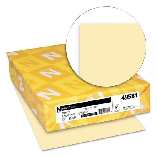 Neenah Paper Exact Index Card Stock, Smooth, 110lb, 8 1/2 x 11, Ivory, 250 Sheets