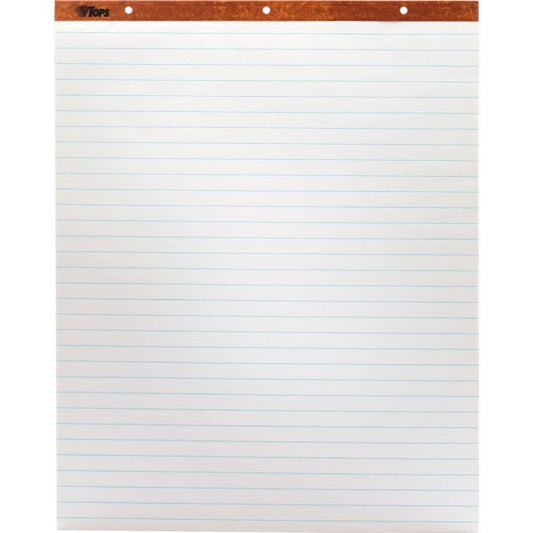 TOPS Horizontal Ruled Easel Pads 27" x 34" Sheet Size - 15 lb Paper Weight - 3-Hole Punched - White - 50 Sheets/ Pad - 2 Pads/ Carton