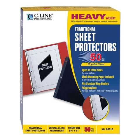 C-Line Traditional Polypropylene Sheet Protector, Letter, Heavyweight, Clear, 50/Box