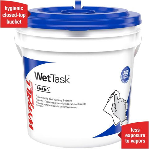 WypAll Critical Clean Wipers for Bleach, Disinfectants, Sanitizers WetTask Customizable Wet Wiping System,90/Roll, 6 Rolls/Bucket/CT