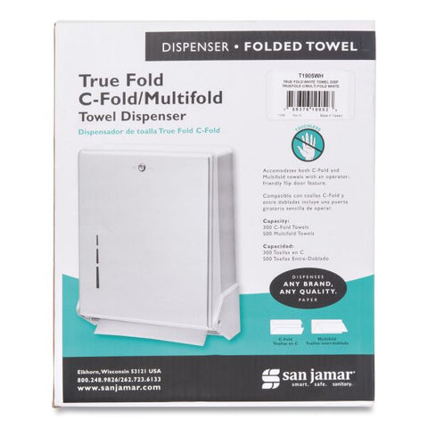 San Jamar True Fold C-Fold/Multifold Paper Towel Dispenser, 11.63 x 5 x 14.5, White