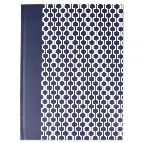 Universal Casebound Hardcover Notebook, 1 Subject, Wide/Legal Rule, Dark Blue/White Cover, 10.25 x 7.63, 150 Sheets