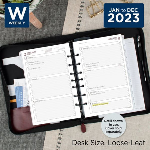 AT-A-GLANCE 2023 RY Weekly Planner Refill, Loose-Leaf, Desk Size, 5 1/2" x 8 1/2"