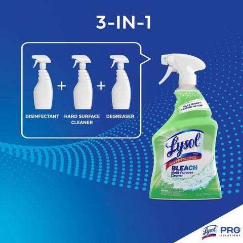 LYSOL Brand Power White & Shine Multi-Purpose Cleaner with Bleach, 32oz Spray Bottle, 12/CT