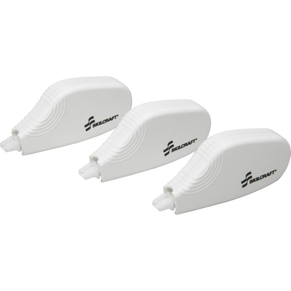 Skilcraft Correct-it Mini Correction Tape 1 Line - White Tape - White Dispenser - 3/ Pack