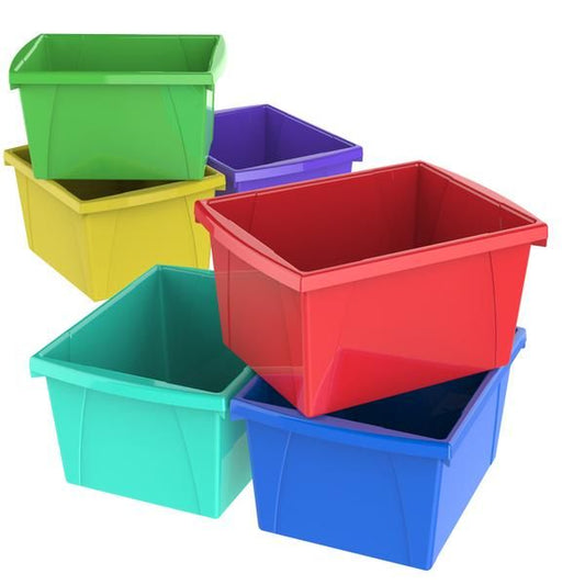 Storex Storage Bins, 10 x 12 5/8 x 7 3/4, 4 Gallon, Assorted Color, Plastic, 1 Each