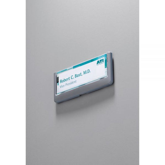 Durable Office Products CLICK SIGN Holder 5.88" x 2" Insert Size - Plastic - Graphite/Clear - 1 Each