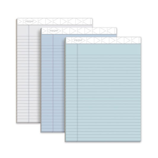 TOPS Prism + Colored Writing Pads, Wide/Legal Rule, 50 Assorted Pastel-Color 8.5 x 11.75 Sheets, 6/Pack