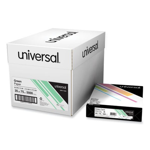 Universal Colored Paper, 20 lb, 8 1/2 x 11, Green, 500 Sheets/Ream