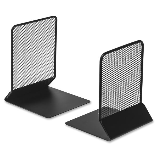 Lorell Mesh Bookends Desktop - Black - Steel, Mesh - 1Pair