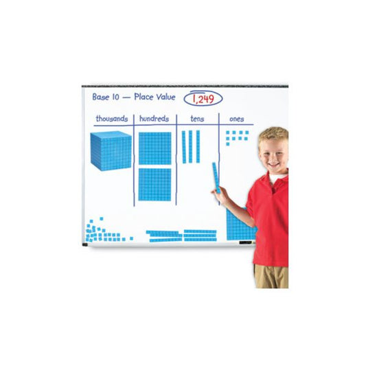 Learning Resources Giant Magnetic Base Ten Set, 6.75"L x 6.75"H, Blue Magnetic base ten class set for teaching math concepts.