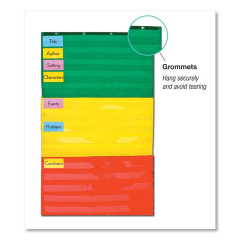 Carson-Dellosa Education Adjustable Tri-Section Pocket Chart, 15 Pockets, Guide, 33.75 x 55.5, Red/Green/Yellow