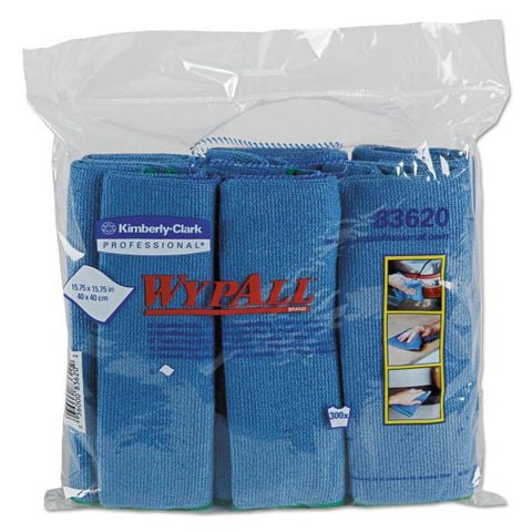 WypAll Microfiber Cloths, Reusable, 15.75 x 15.75, Blue, 24/Carton