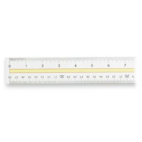 Westcott Acrylic Data Highlight Reading Ruler With Tinted Guide, 15" Long, Clear/Yellow