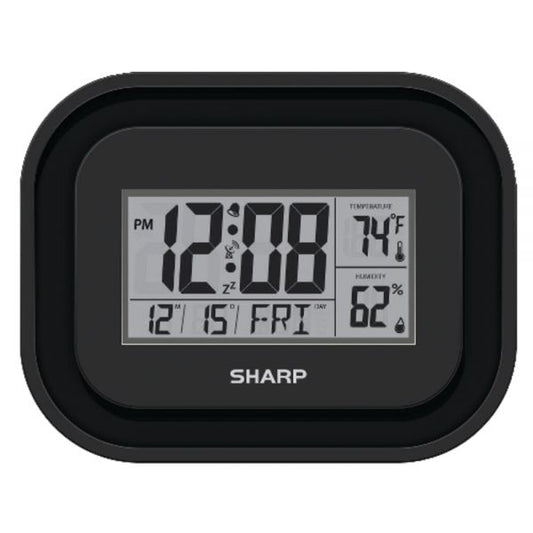 Sharp Atomic Clock, 9 5/8"H x 9 13/16"D x 1 7/16"D, Black