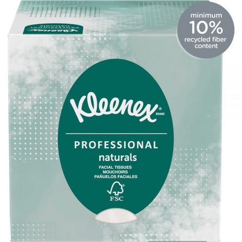 Kleenex Naturals Facial Tissue for Business, BOUTIQUE POP-UP Box, 2-Ply, White, 90 Sheets/Box, 36 Boxes/Carton