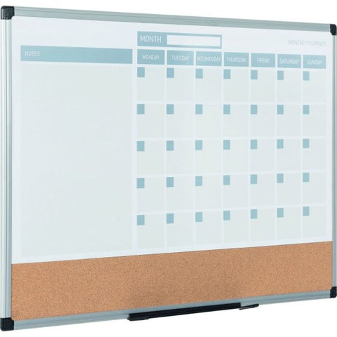 MasterVision 3-in-1 Calendar Planner, 36 x 24, White Surface, Silver Aluminum Frame, Undated Calendar